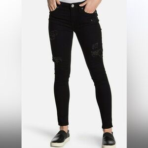 TRUE RELIGION HALLE HI-RISE SUPER SKINNY STRETCH Black JEANS Size 31